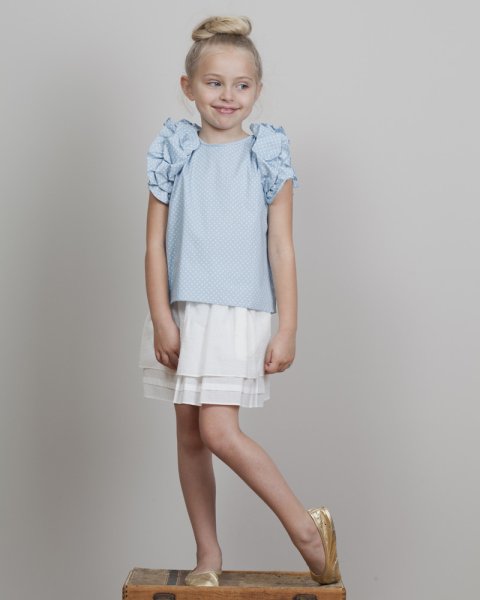 画像3: 【SALE!!30%OFF!!】 Marilyn Tov(マリリントブ)  Victorine フリルトップス(ブルー/ホワイトドット) (3)