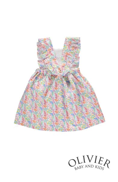 画像2: Olivier(オリビエ) EMILYエミリーエプロンワンピース・ブルマ付 (リバティプリント Primula Blossom プリムラ・ブロッサム) 2歳/3歳 (2)