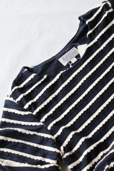 画像3: お教室にも使える、Rachel Riley(レイチェル・ライリー)Scalloped Knit Dressワンピース(ネイビーボーダードレス) 6歳114cm (3)