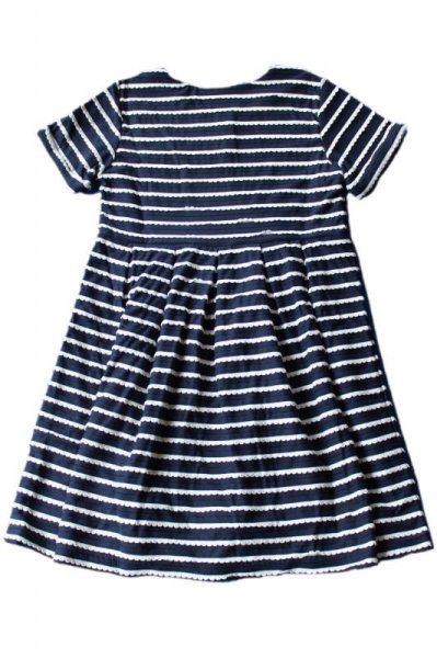 画像2: お教室にも使える、Rachel Riley(レイチェル・ライリー)Scalloped Knit Dressワンピース(ネイビーボーダードレス) 6歳114cm (2)