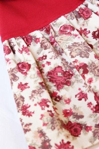 画像3: ALETTA(アレッタ) 切替長袖ワンピース（花柄×レッド） 2歳92cm (3)
