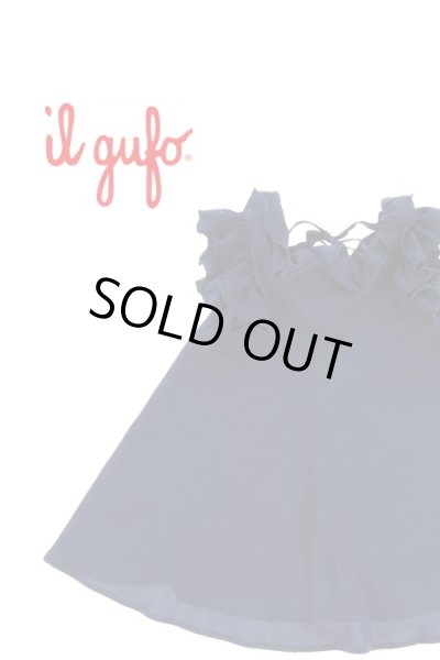 画像1: Il gufo(イルグッフォ) フリルネイビーワンピース 8歳126cm (1)