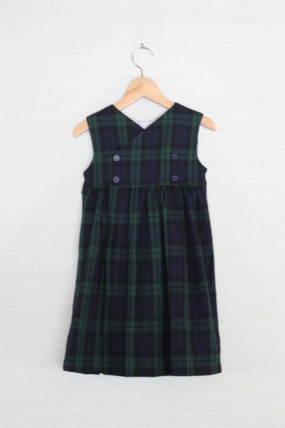 画像3: フォーマルネイビーチェックスモッキングワンピース(ホワイト) 6歳125cm (3)