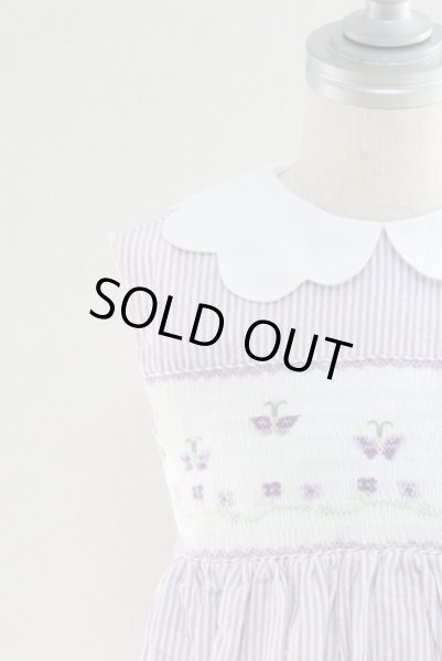 画像1: 【再々入荷!!】パープルの蝶々が遊ぶスモッキングワンピース 3歳95cm (1)