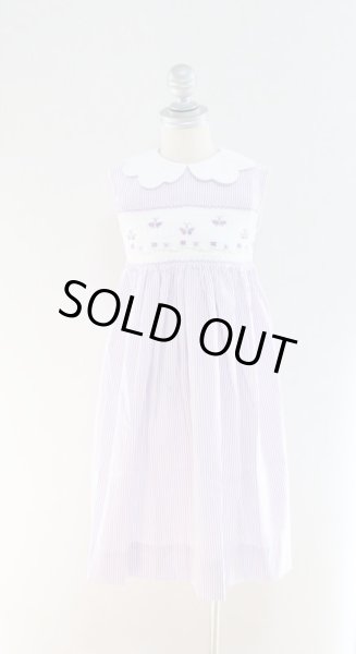 画像2: 【再々入荷!!】パープルの蝶々が遊ぶスモッキングワンピース 3歳95cm (2)