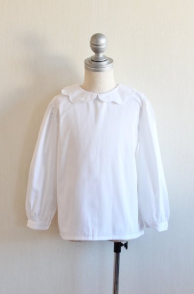 画像2: 【JiJiオリジナル】 ブラウス/パフスリーブ/丸襟/長袖/花びら襟・雲形えり/後ろボタン 2歳-7歳 (2)